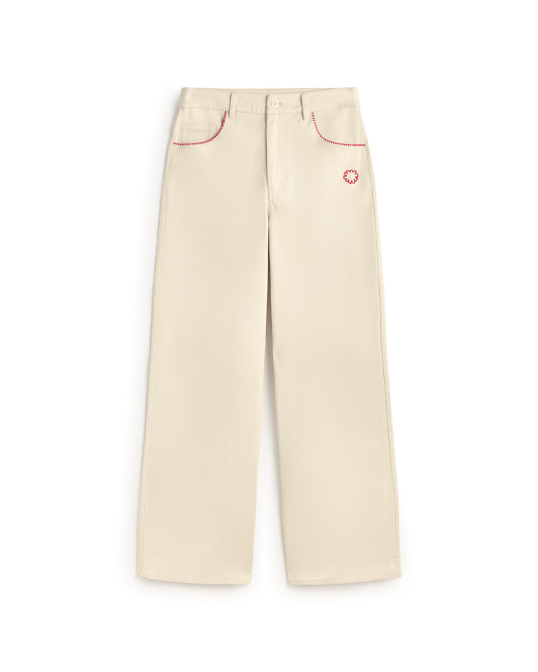 Pantalón wide leg bordado a mano Hedda sostenible silueta - 1