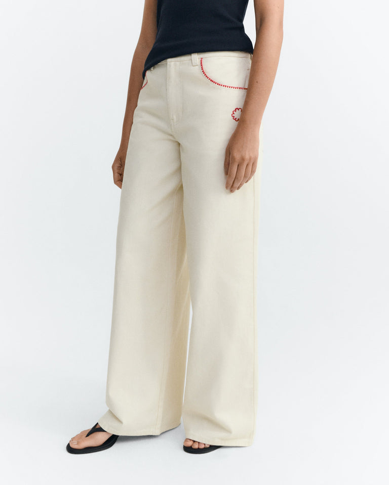 Pantalón wide leg bordado a mano Hedda sostenible - 2