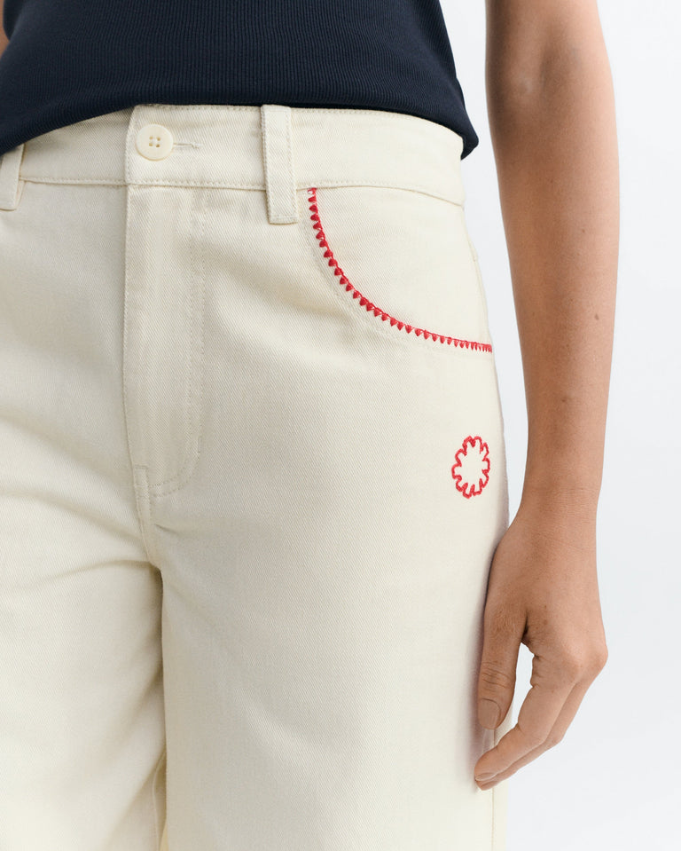 Pantalón wide leg bordado a mano Hedda sostenible - 3