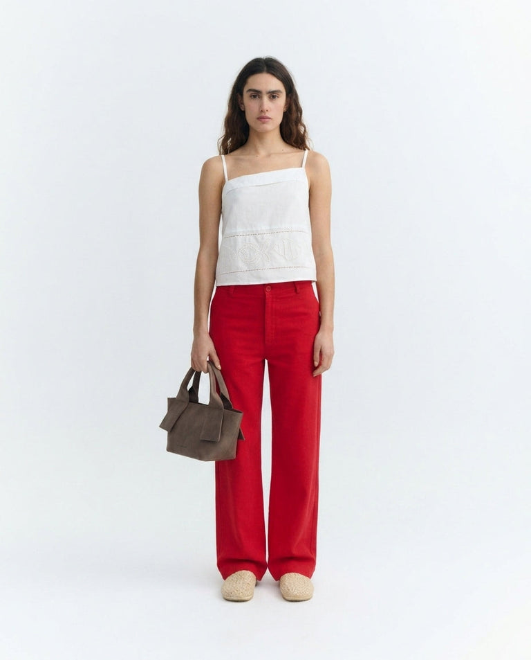 Pantalón tiro alto rojo Karina - sostenible - 5.1