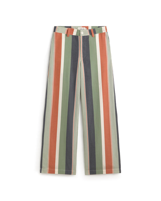 Pantalón recto estampado rayas multicolor Serena sostenible silueta - 1