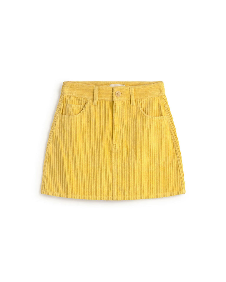 Falda mini pana amarilla Kimmy sostenible silueta - 1