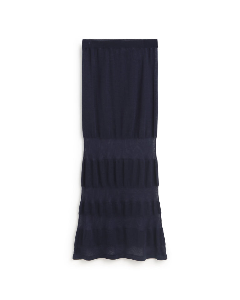 Falda larga rayas semitransparente navy Noira sostenible silueta - 1