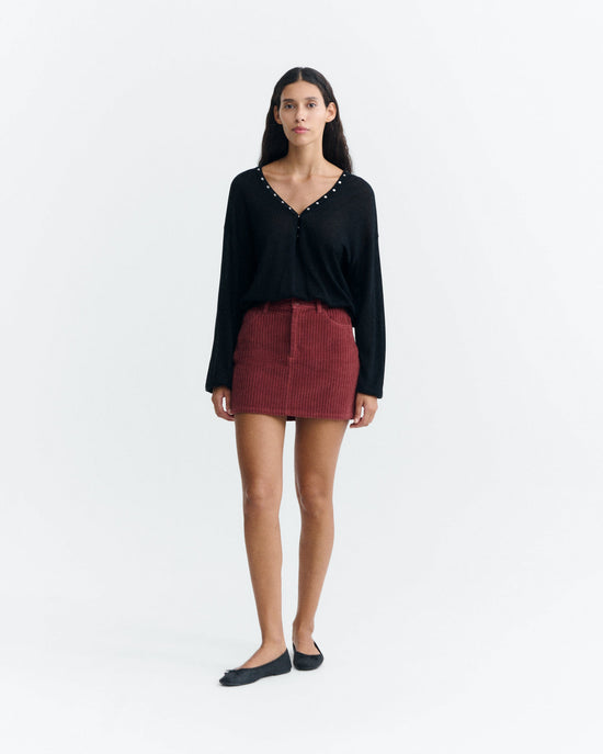 Falda mini pana roja Kimmy sostenible - 1
