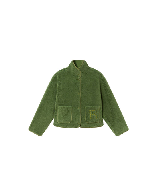 Chaqueta verde borreguito Kourtney sostenible - silueta 3