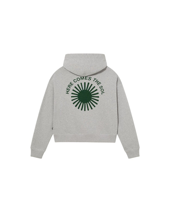 Sudadera gris con capucha retro sol Valeria sostenible - silueta 2