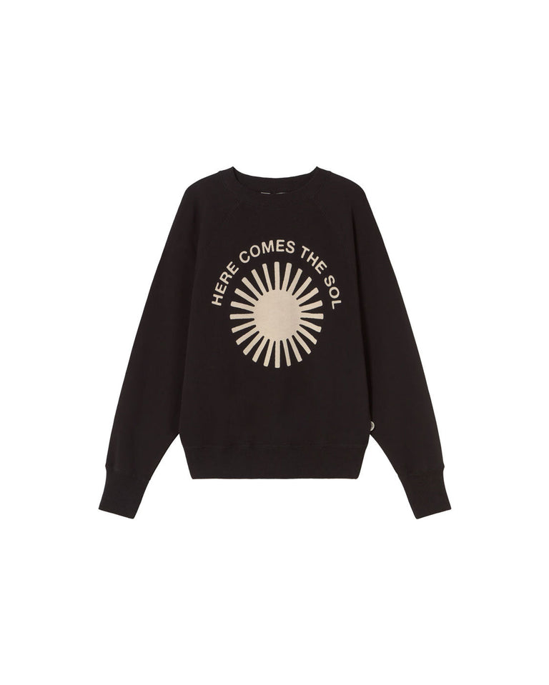 Sudadera negra retro sol crudo Bonnie sostenible silueta - 1