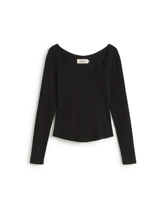 Top negro hemp Nadia sostenible silueta - 1