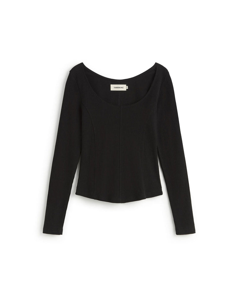 Top negro hemp Nadia sostenible silueta - 1