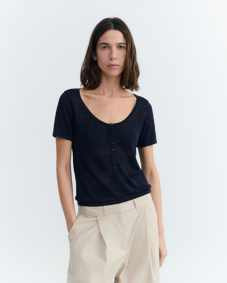 Top rayas semitransparente navy Ash sostenible - 2