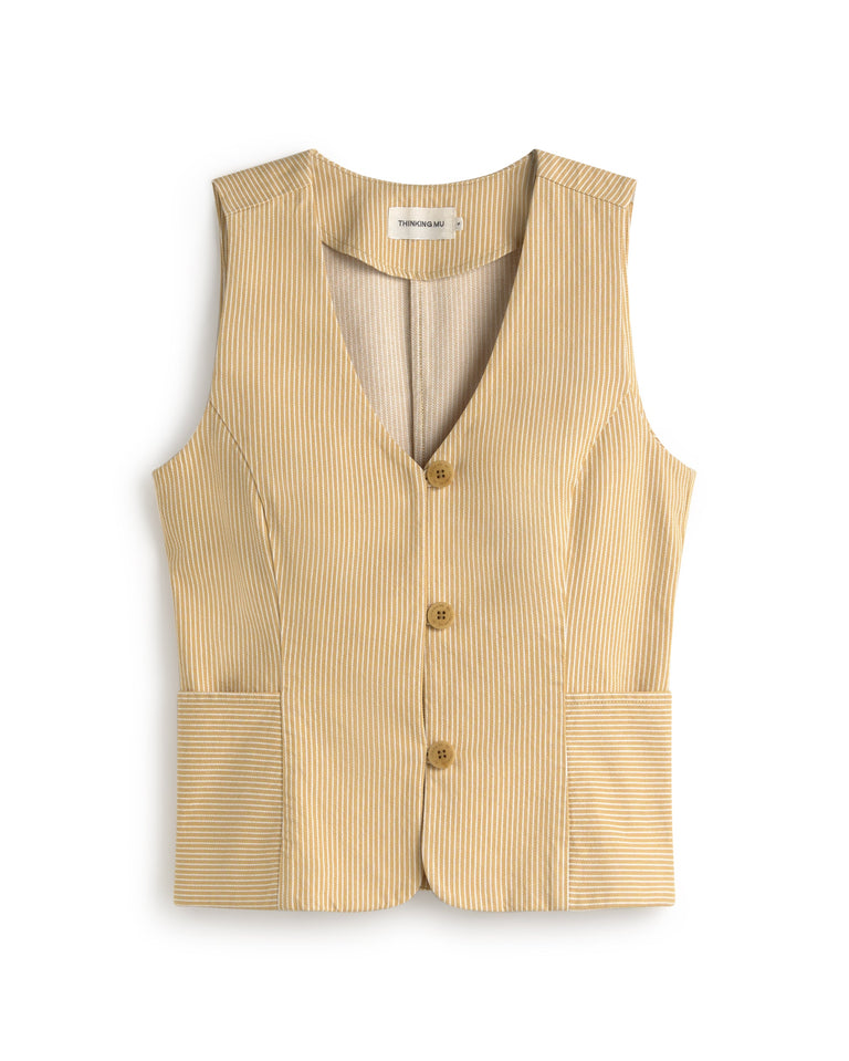 Chaleco rayas amarillo Alisa sostenible silueta - 1