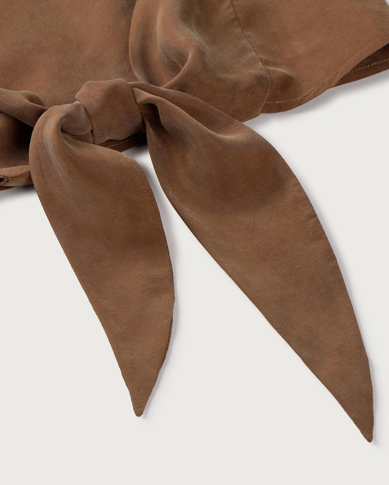 Top marrón lazo cupro Solea sostenible silueta - 2