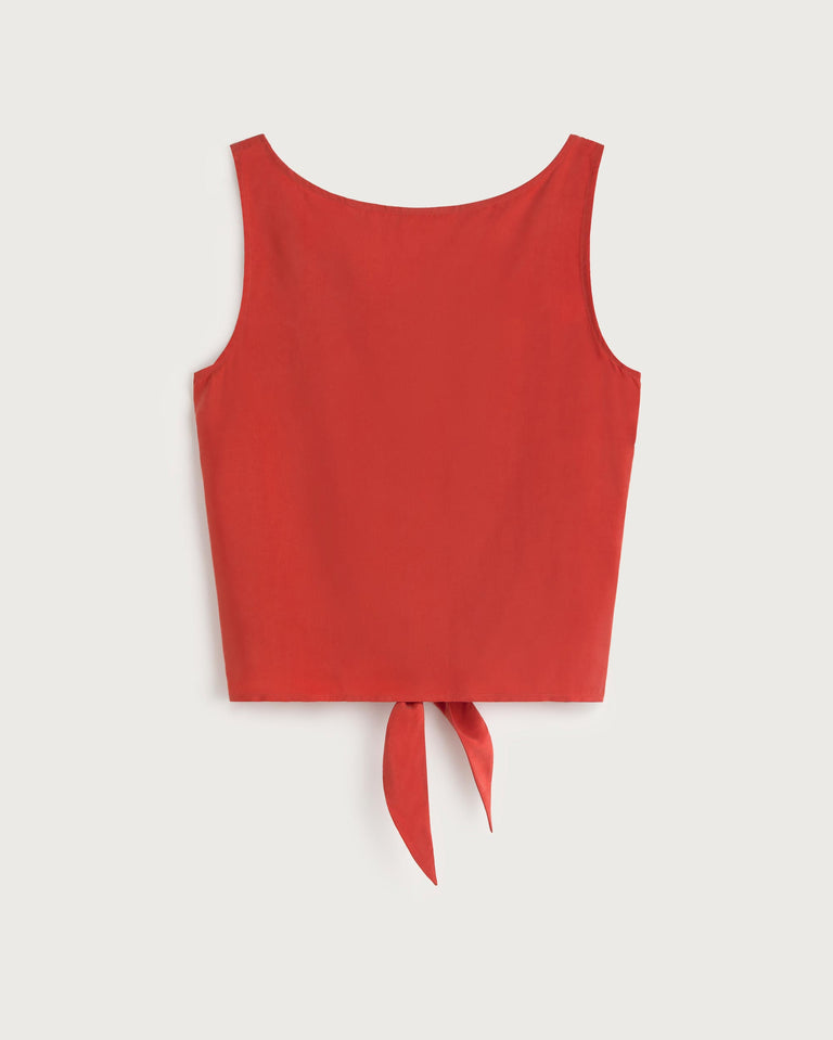 Top rojo lazo cupro Solea sostenible silueta - 1