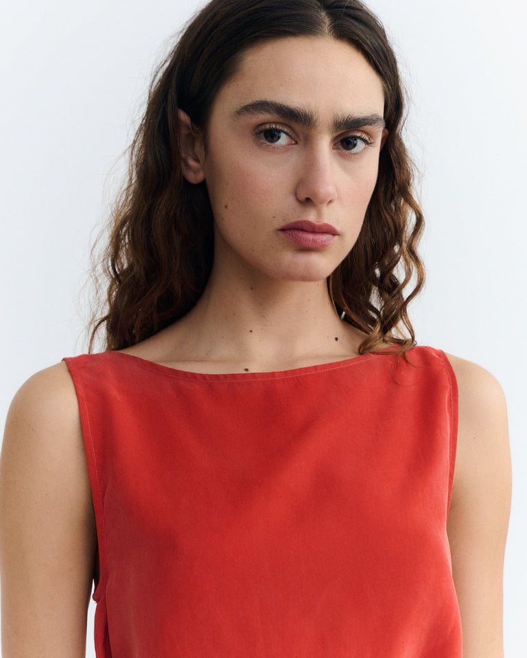 Top rojo lazo cupro Solea sostenible - 4