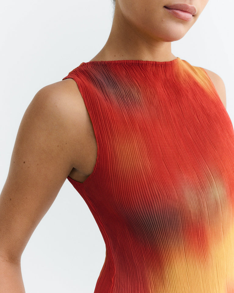 Top plisado rojo flowers Dora sostenible - 3