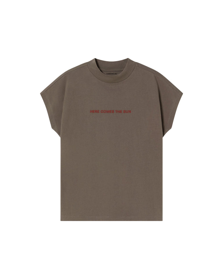 Camiseta gris Here comes the sun Volta sostenible - silueta 1