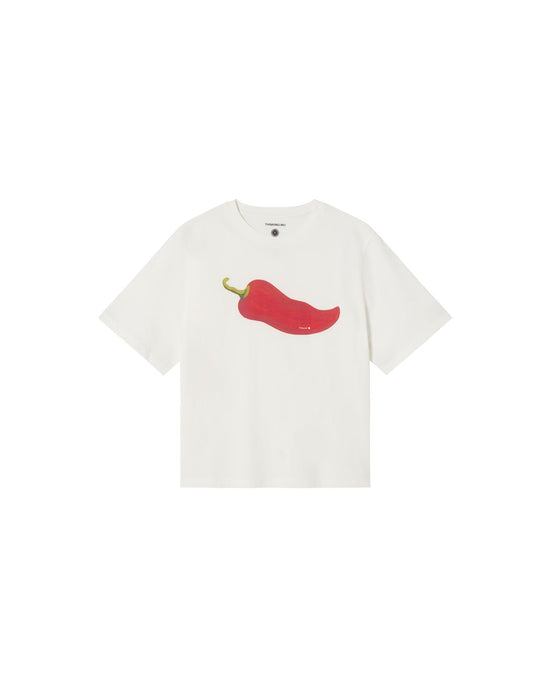 Camiseta blanca chilli Lucia sostenible - silueta 1