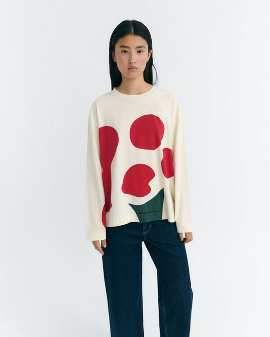 Camiseta blanca manga larga flower Emily sostenible - 1