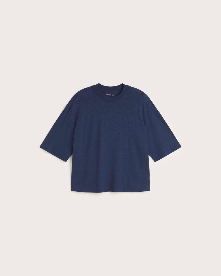 Camiseta oversize navy hemp Lena sostenible silueta - 1