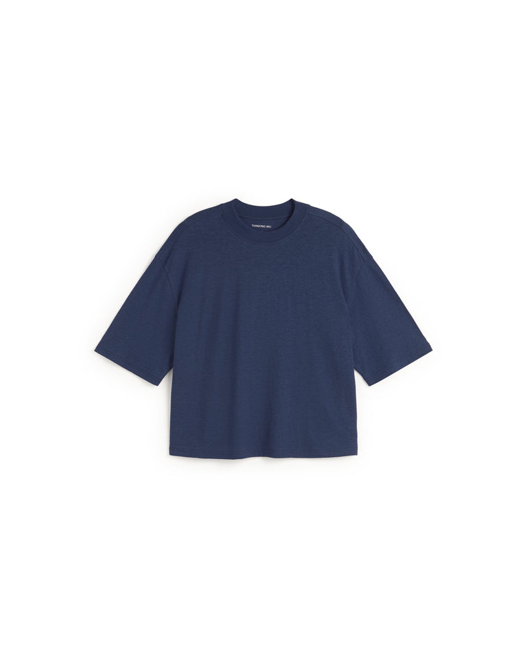 Camiseta oversize navy hemp Lena sostenible silueta - 1