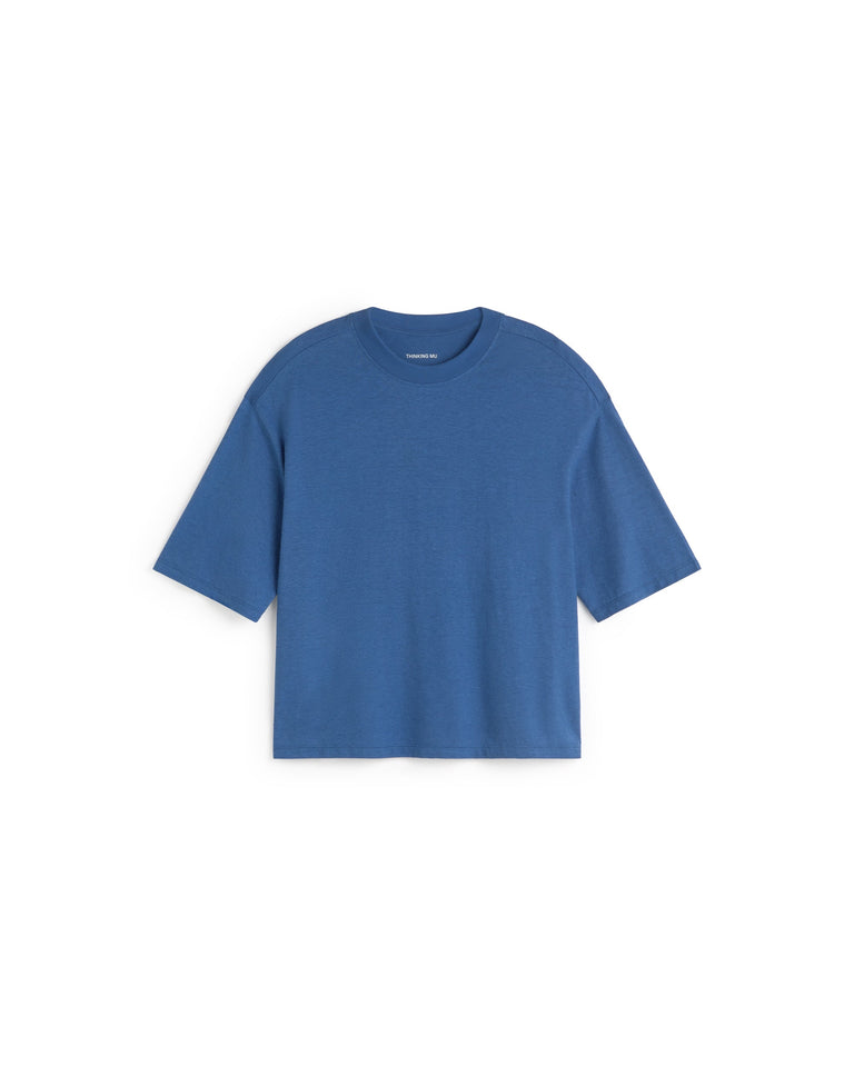 Camiseta oversize azul hemp Lena sostenible silueta - 1