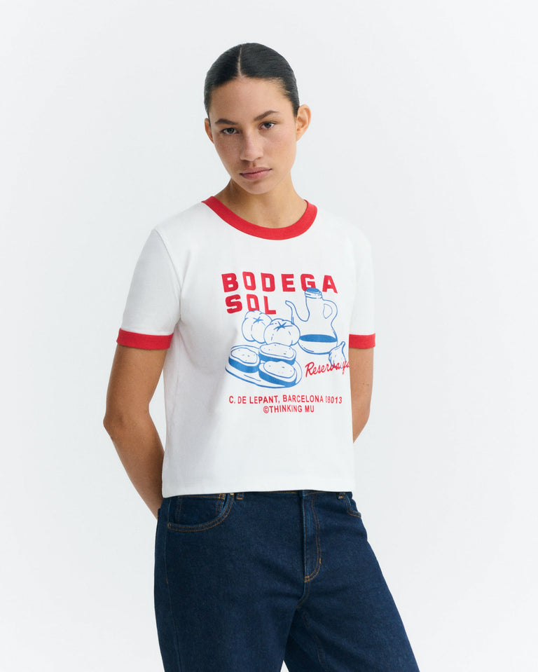 Camiseta contraste rojo bodega sol Zowie R sostenible - 2