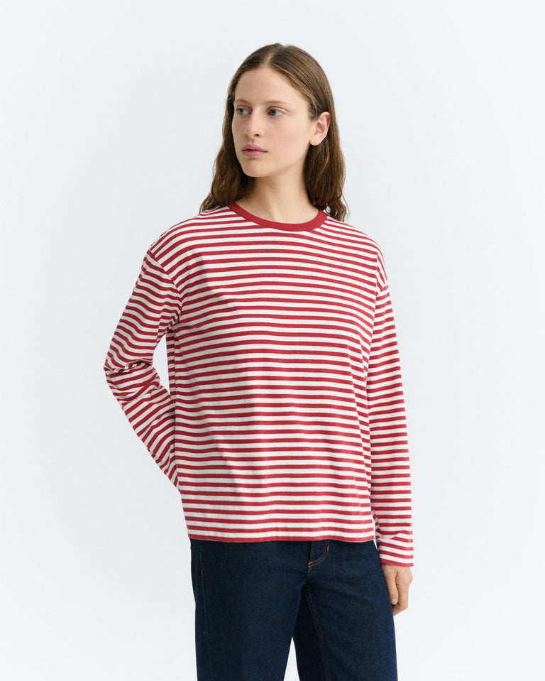 Camiseta manga larga rayas roja Emily sostenible - 2