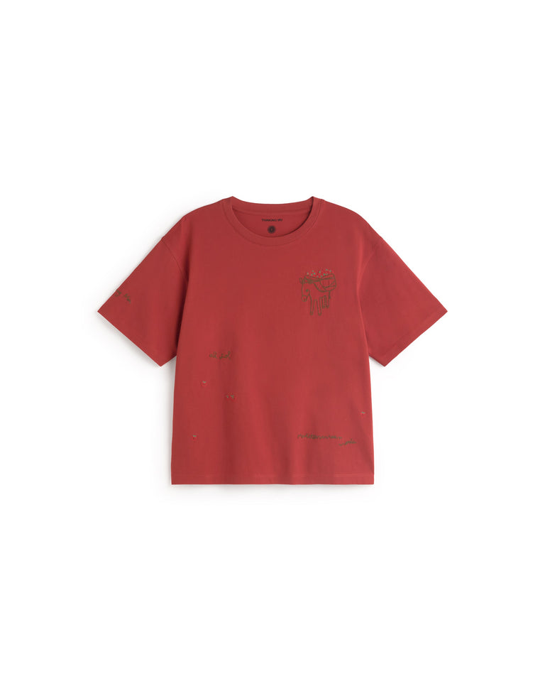 Camiseta bordada tomatera Lucia sostenible silueta - 1
