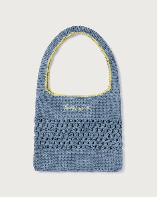 Bolso azul crochet tejido a mano