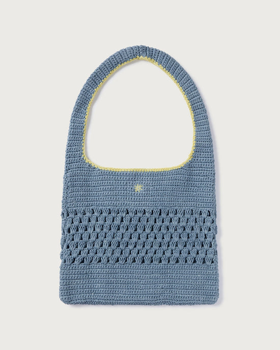 Bolso azul crochet tejido a mano