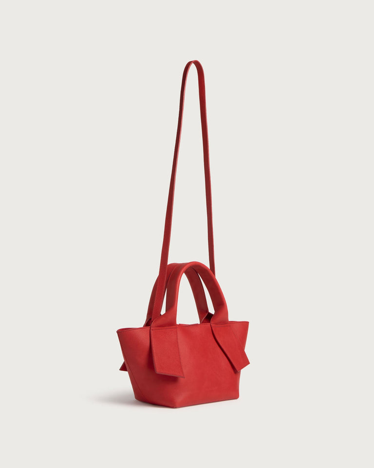 Bolso mini rojo piel Pepo sostenible - silueta 3