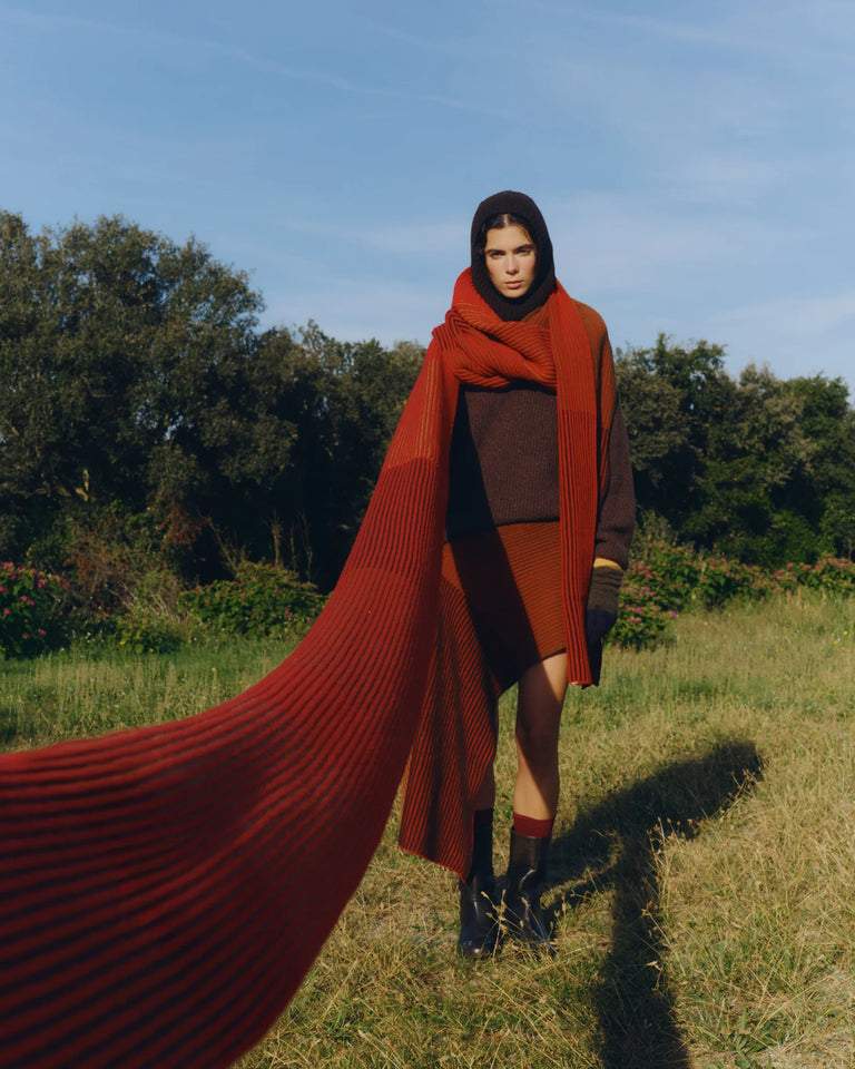 Bufanda lana roja Ghede sostenible - Edit